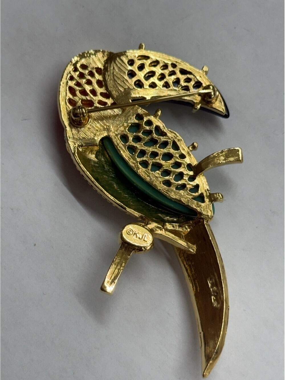 KJL Kenneth J Lane Toucan Bird Jeweled Enameled Brooch Pin Mint Condition B5 - Picture 2 of 2
